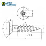 LEKON M3.5 M4 M5 Yellow Zinc Phillips Countersunk Head Self Tapping Screw Metric Wood Chipboard Screws for Particle Board - Image 2